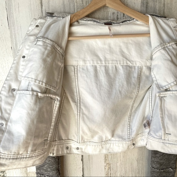Free People Distressed Hooded Jean Jacket Size: XS - Picture 11 of 13